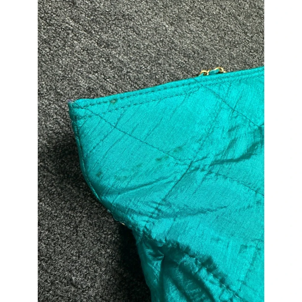 Vintage 80's Babies Alley Diaper‎ Bag Quilted Teal Green Retro Tote Chain Straps